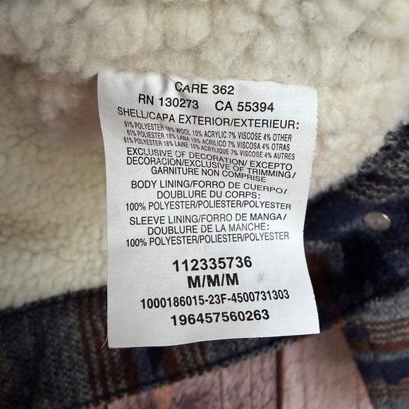 Wrangler Jacket Authentic Western Aztec Sherpa Heritage Cabin Style Size Medium - Picture 8 of 9
